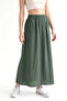 Women's Elastic Waist Midi Skirt with Pocket Detail - 4