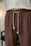 Men's Brown Relaxed Fit Summer 100% Pure Cotton Lightweight and Breathable Muslin Trousers - 3