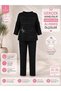 Plus Size Crew Neck Butterfly Motif Capri Sleeve Elastic Waist Tube Leg Women's Top and Bottom Set - 2