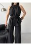 Women's Modal Halter Neck Gathered Belted Loose Two-Piece Set - 8