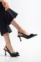 Perla Women's Black Satin Bow with Gold Detail Classic Heeled Shoes - 4
