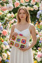 Knitted Colorful Motif Ecru Clutch Bag - 4