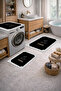 Non-Slip Base Digital Printed 3-Piece Bathroom Mat Set – Washing Machine, Toilet Seat, and Bathroom Rug - 2