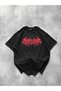 Women's Short Sleeve Summer T-Shirt Crew Neck Printed Oversize T-Shirt - Black - 8