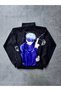 Women's Zippered Digital Print Pack Windbreaker - Black