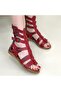 Red Leather Belted Sandals N268275 - 4