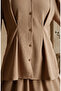 Linen Buttoned Tunic Skirt Double Set 0277-03 Milk Coffee - 4