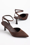 Women's Buckle Pointed Toe Brown Shoes - 4