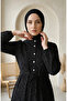 Hakim collar polka dot hijab dress 0290-09 black - 4