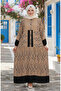 Alacatı Patterned Buttoned Viscose Hijab Dress 2198-04 Milky Coffee - 2