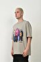 Men's Printed T-Shirt Short Sleeve Crew Neck Relaxed Fit Tee - Dyed Gray