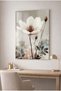 White and Gray Abstract Floral Decorative Tempered Glass Painting - Painting for Business, Home and School