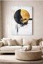 Black and Gold Circular Abstract Modern Decorative Tempered Glass Painting - Painting for Business, Home and School - 2
