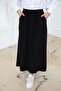 Elastic Waist Pocketed Tencel Skirt Black - 6