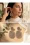 Aura Metal Framed Wicker Earrings for Women Mink