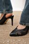 Blair Black Color Mesh Women's Heeled Shoes - 3