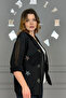 Women's Black Hooded Star Embroidered Pocketed Drawstring Cotton Linen Shirt Jacket - 5