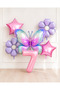 Pink Lilac Themed Butterfly -7- Number Balloon Set