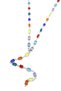 Glb-Stl41414 Colorful Stone Y Necklace - Silver