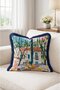 Spring Garden Home View Fringed Cushion Cover - Navy Blue Tasseled Mediterranean Style Pillowcase - 4