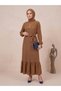 Women's Black Wrinkled Textured Stretchy Maxi Length Ruffled Hijab Dress - Flowy and No Ironing Needed