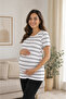Maternity Striped Cotton Stretch Fabric T-Shirt - 2