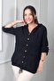 Women's Hooded Buttoned Front Jacket with Pockets and Brode Scallop Embroidery in Italian Cotton