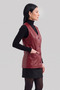 Evita Genuine Leather Women's Red Buttoned Vest - 2
