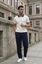 Mirny Men's White - Navy Blue Slim Fit Ribbed Knitwear Polo T-Shirt - 5