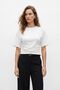 Ecru Crew Neck Bat Sleeve Gathered Side Blouse 18011 - 2