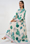 Women's Patterned Long Hijab Dress 1155 - Green 1