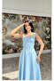 Thick Straps Flounce Baby Blue Dress 3938-Dar Kalip - 2