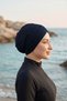 Three-Striped Crossed Outer Cap - Ready-To-Wear Turban Hijab Pool Swimmer Sports Cap - Navy Blue - 3