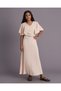 Senior Girls Beige Plain Maxi Dress