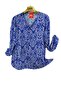 Plus Size Patterned Viscose Lace-Up Short Shirt Blouse - 2