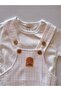 Baby Boy Lion Embroidered Plaid Salopet Jumpsuit 2-Piece Set - 100% Cotton - 2