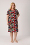 Women's Plus Size 100% Cotton Combed Fabric Zippered Summer Dress / Black-Red 4099 - 3