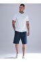 Men's Navy Blue Linen Shorts – Oversized Comfortable Summer Casual Shorts with Elastic Waist and Drawstrings - 2