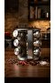 12-Piece Stainless Steel Glass Spice Rack Set with Round Metal Rotating Stand and Covers, 12-Piece