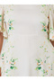 Plus Size Floral Print Frill Sleeve Midi Dress - 4