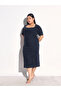 Plus Size Denim Washed Bodycon Midi Dress - 3