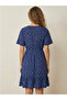 Navy Blue Ditsy Print Knee Length Dress - 4