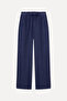 Women's Navy Blue Comfort Fit Linen Trousers