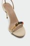 Jita Natural Stone Detailed Women's Leather Satin Heeled Shoes - 3