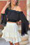 Black Spanish Sleeve Off-Shoulder Bohemian Muslin Crop Woven Blouse 35 35 - 2