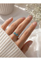 Elegant Silver Color Adjustable Women's Ring with Blue Stone Detail - 2