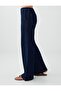 Dark Indigo Blue 100% Cotton High Waist Denim Trousers - 7
