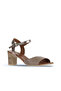 Gray Leather Women's Heeled Sandals - 2