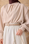Women's Shoulder Pleated Detail Blouse Cream - 5