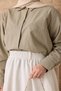 Women's Small Stone Detailed Shirt in Mold Green - 5